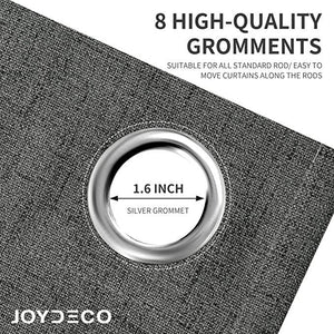 Joydeco 100% Blackout Linen Curtains Thermal Insulated Burlap Curtain & Drapes 2 Panels