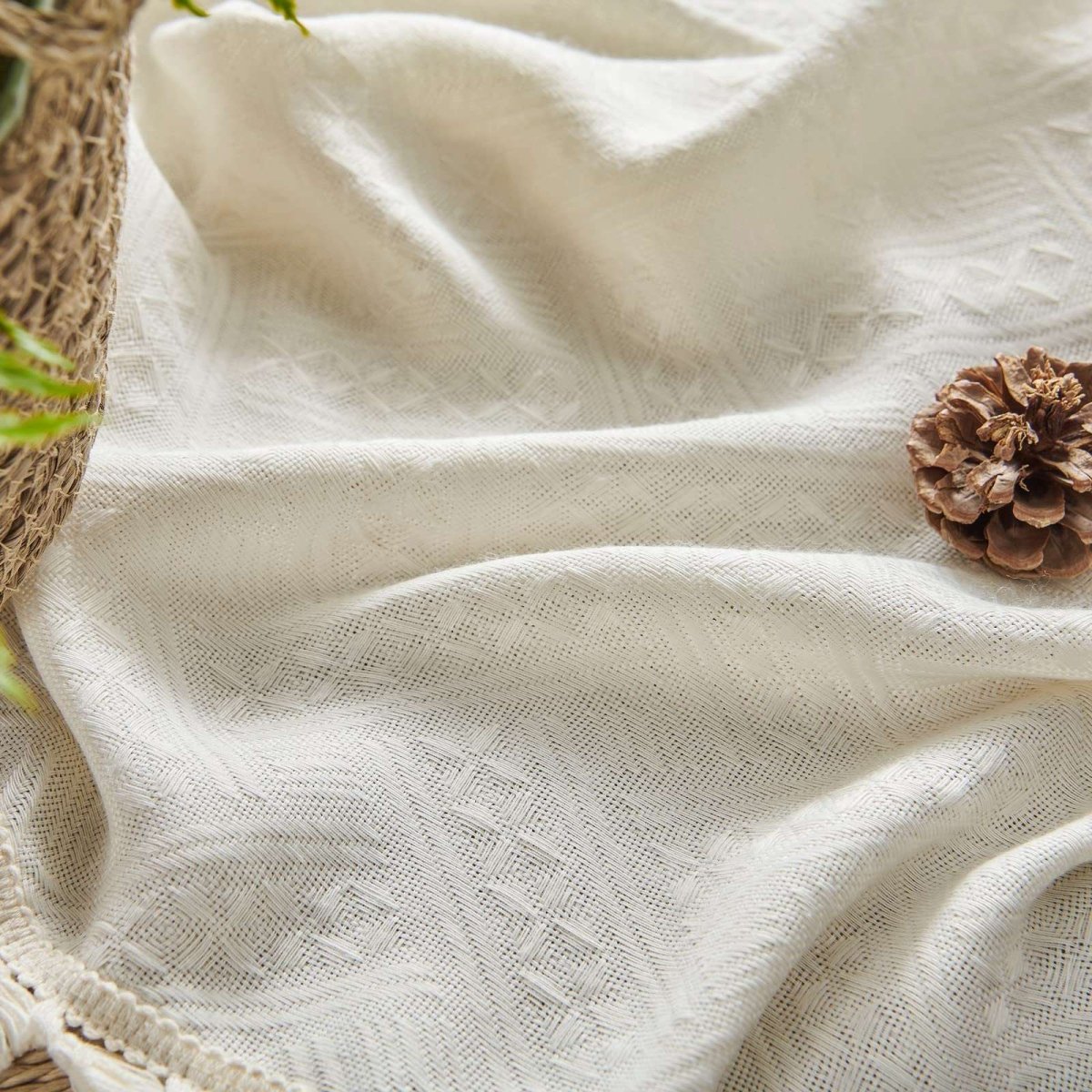 Joydeco Beige Boho Curtains Living Room Curtains Country Rustic Linen Sheer Curtains