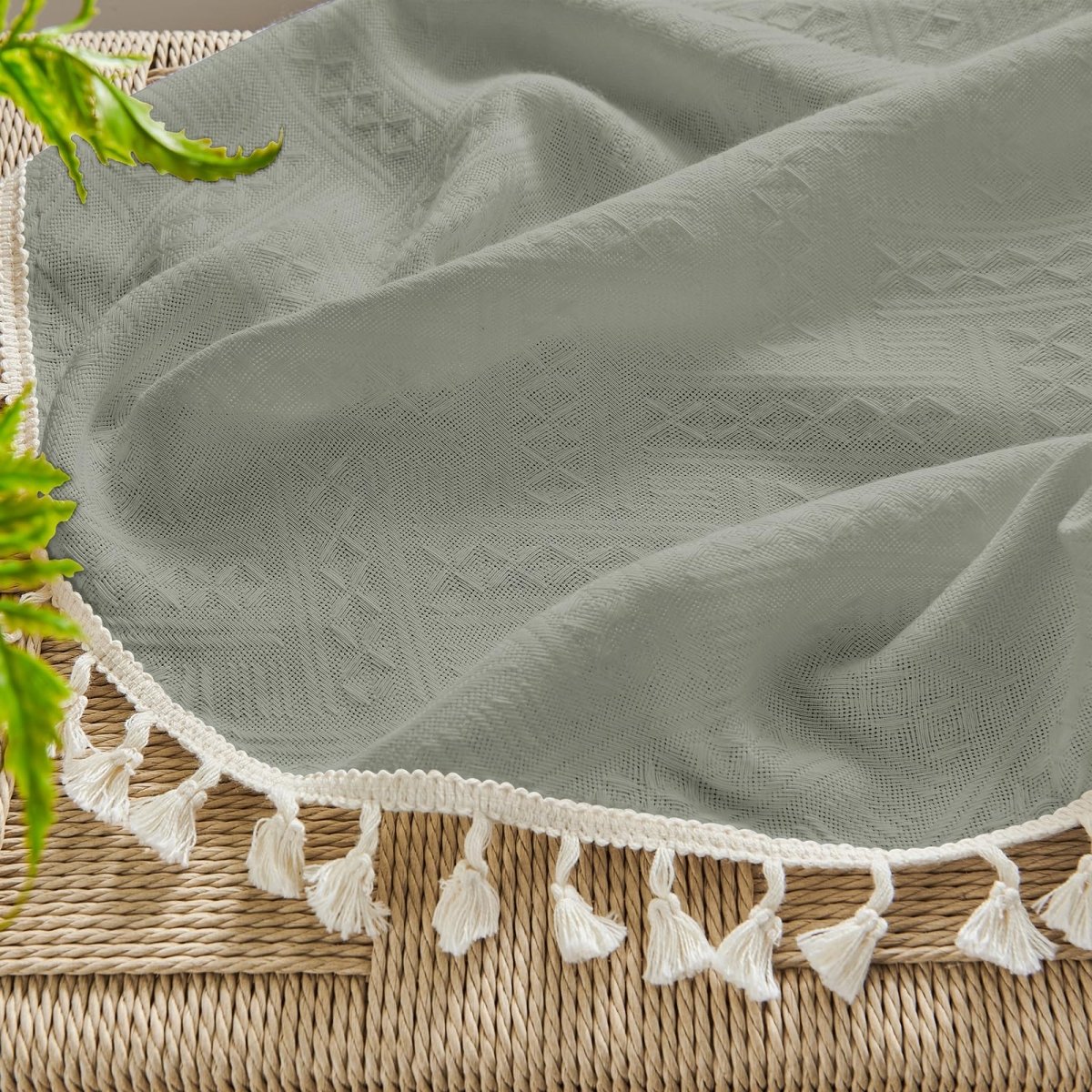 Joydeco Boho Grayish Linen Sheer Curtains - 2 Panel, Light Filtering, Farmhouse Style, Country Rustic Charm