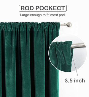 Joydeco Grass Green Velvet Curtains - Thermal Insulated, Privacy, Room Darkening Window Drapes