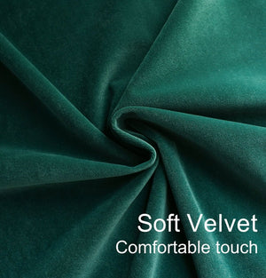 Joydeco Grass Green Velvet Curtains - Thermal Insulated, Privacy, Room Darkening Window Drapes
