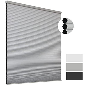 Joydeco Grey Cellular Shades Cordless Blackout Cellular Blinds For Windows Waterproof Honeycomb Window Shades