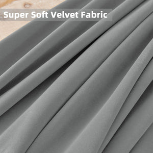 Joydeco Luxury Grey Velvet Blackout Curtains - 2 Panels, Thermal Insulated, Rod Pocket, Super Soft
