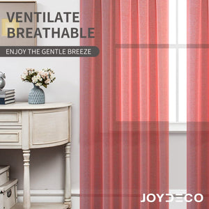 Joydeco Red Sheer Curtains - 2 Panels, Rod Pocket