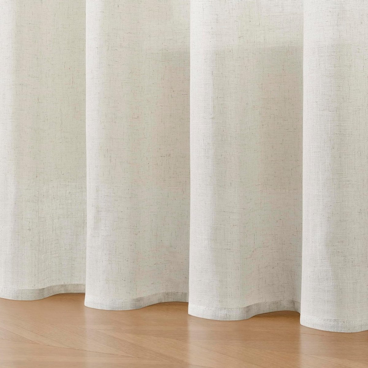 Joydeco Semi-Sheer Linen Curtains - 2 Panels, White Pinch Pleated Curtains & Drapes