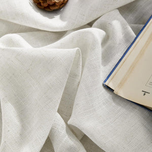 Joydeco Semi-Sheer Linen Curtains - 2 Panels, White Pinch Pleated Curtains & Drapes