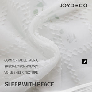 Joydeco Trellis Embroidery-white Sheer Curtains - 2 Panels, Rod Pocket