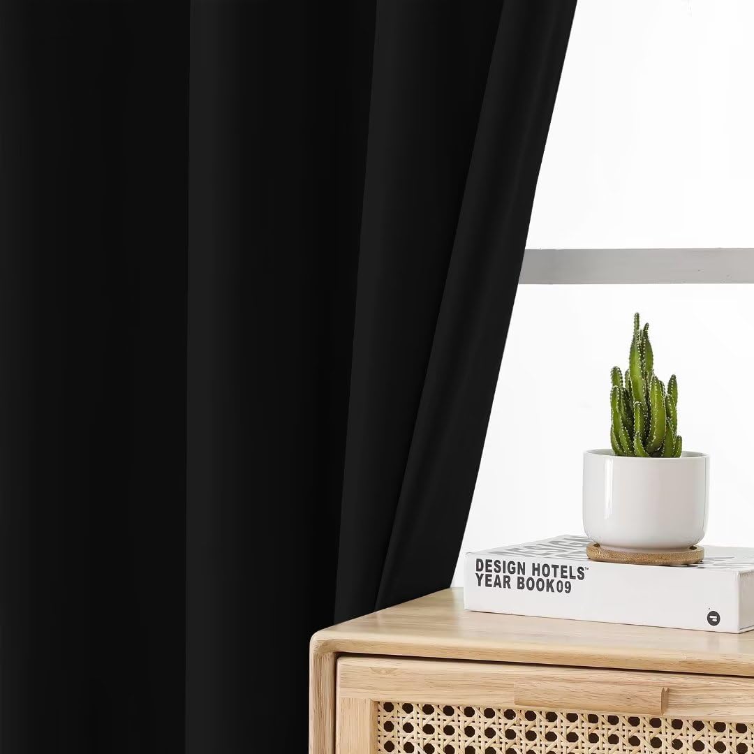 Joydeco 100% Blackout CurtainsThermal Insulated Solid Room Darkening Curtains with Grommets Multiple Sizes