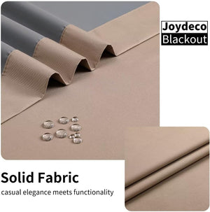 Joydeco 100% Blackout CurtainsThermal Insulated Solid Room Darkening Curtains with Grommets Multiple Sizes