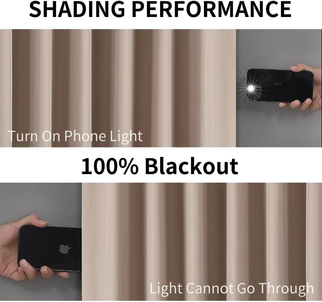 Joydeco 100% Blackout CurtainsThermal Insulated Solid Room Darkening Curtains with Grommets Multiple Sizes