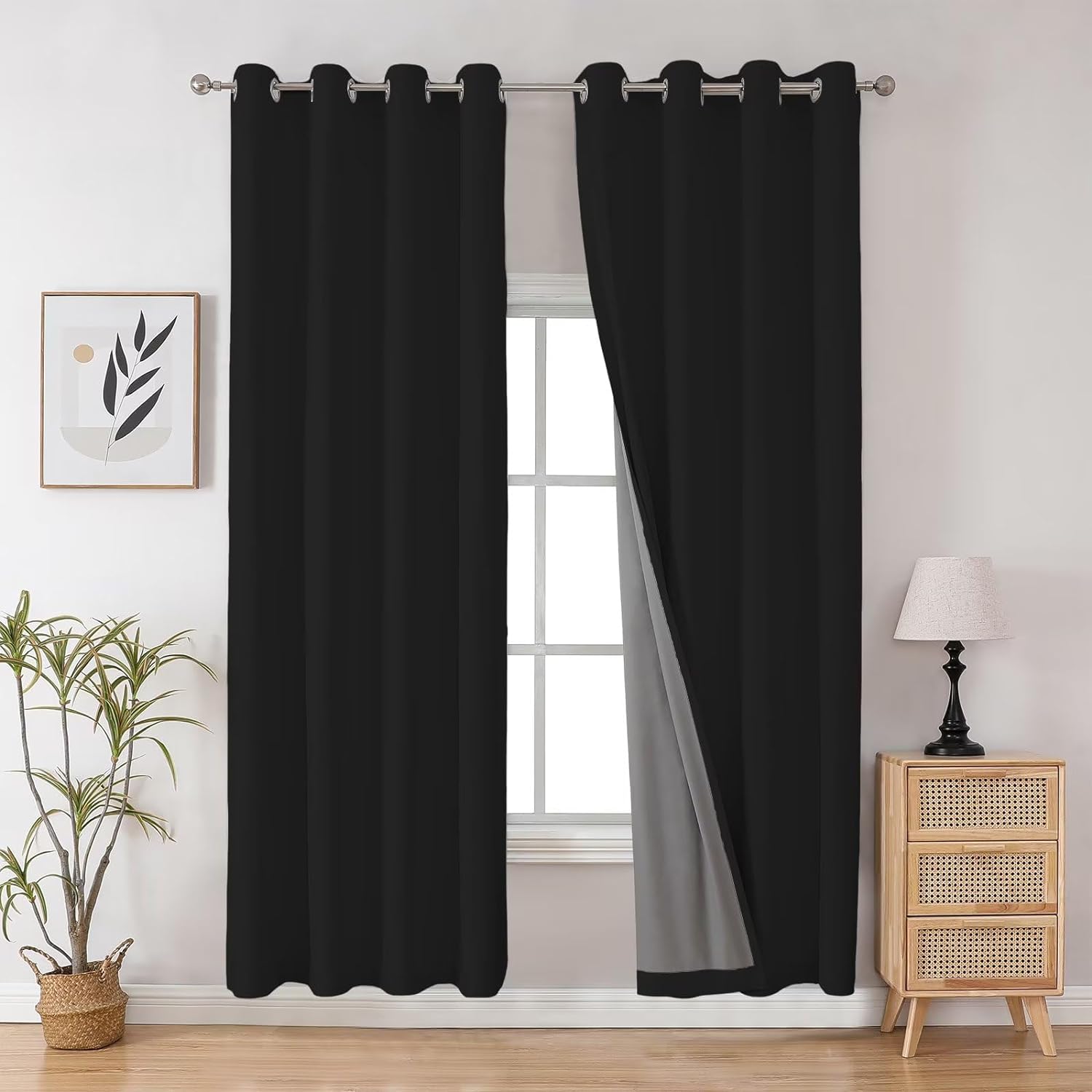 Joydeco 100% Blackout CurtainsThermal Insulated Solid Room Darkening Curtains with Grommets Multiple Sizes