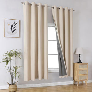 Joydeco 100% Blackout CurtainsThermal Insulated Solid Room Darkening Curtains with Grommets Multiple Sizes