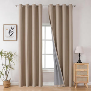 Joydeco 100% Blackout CurtainsThermal Insulated Solid Room Darkening Curtains with Grommets Multiple Sizes
