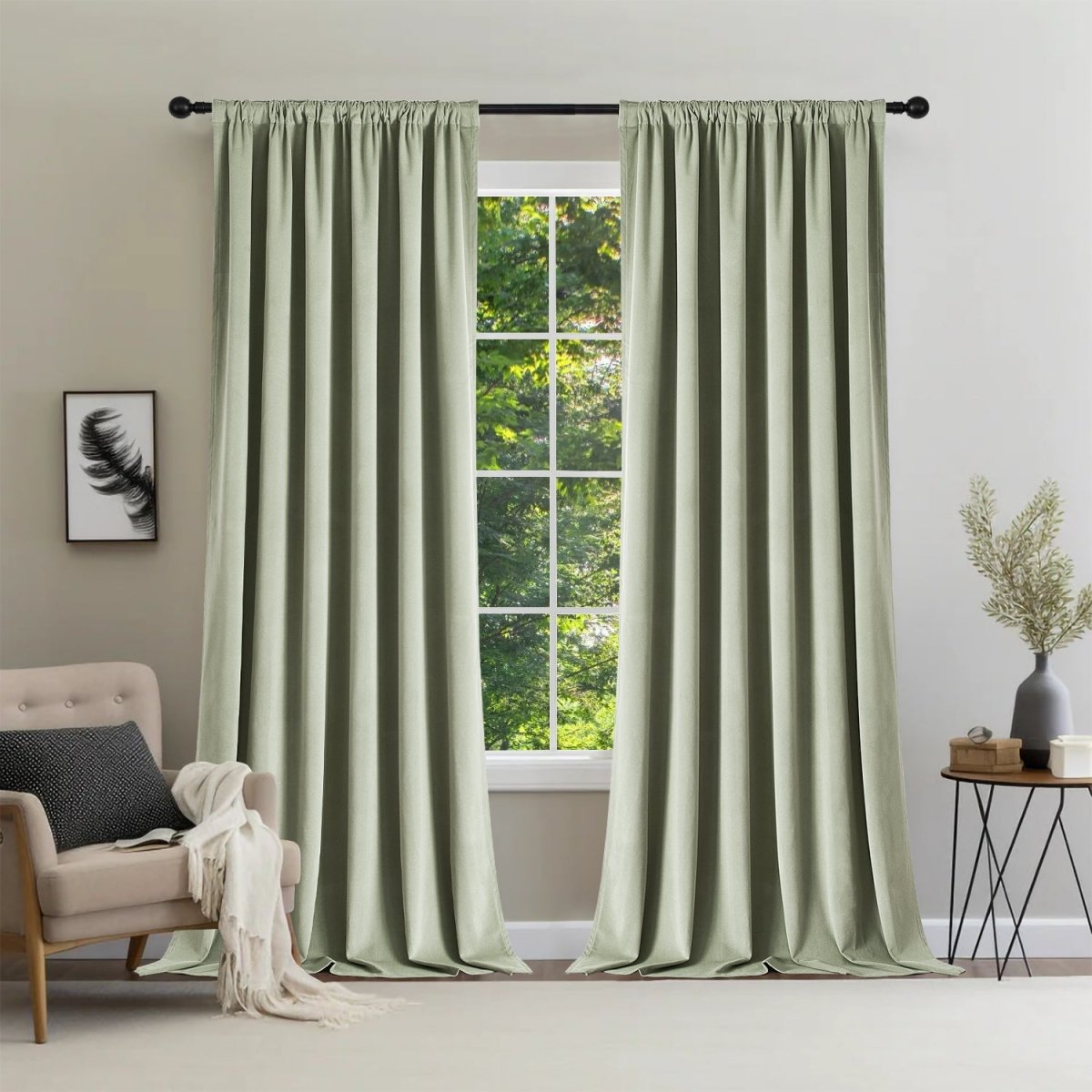 Joydeco 100% Blackout Velvet Curtains - 2 Panels , Thermal Insulated, Privacy
