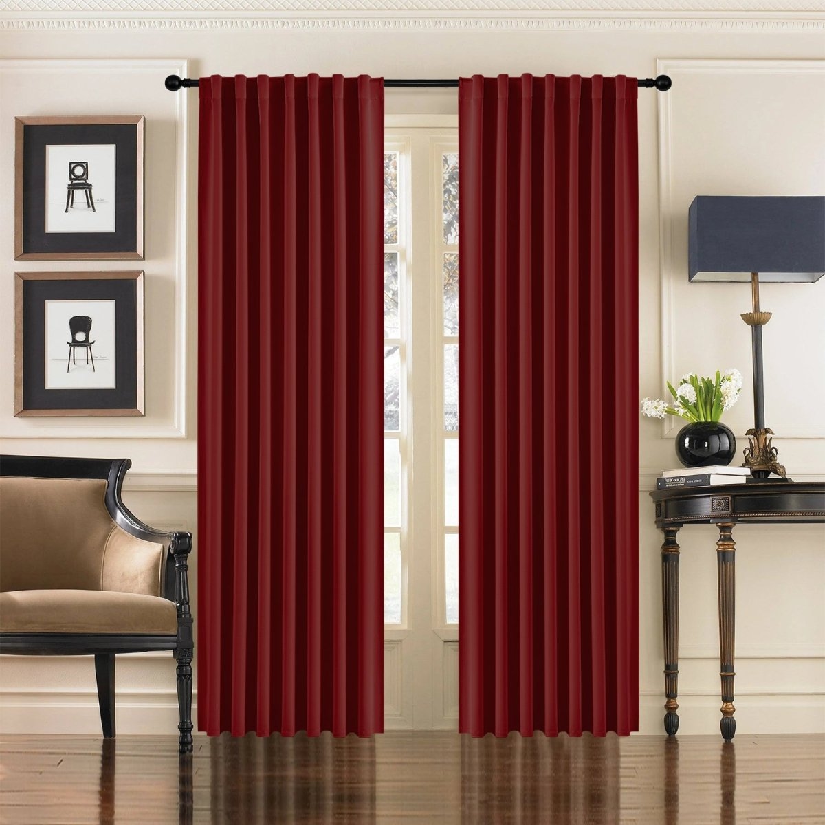 Joydeco Black Blackout Curtains Blackout Curtains 96 Inch Length 2 Panels Set for Bedroom