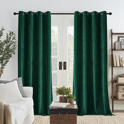 Joydeco 100% Blackout Royal Blue Velvet Curtains - 2 Panels , Thermal Insulated, Privacy
