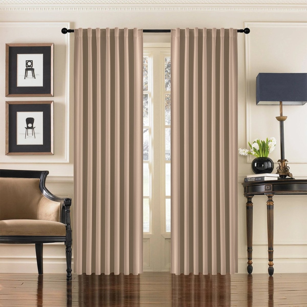 Joydeco Black Blackout Curtains Blackout Curtains 96 Inch Length 2 Panels Set for Bedroom