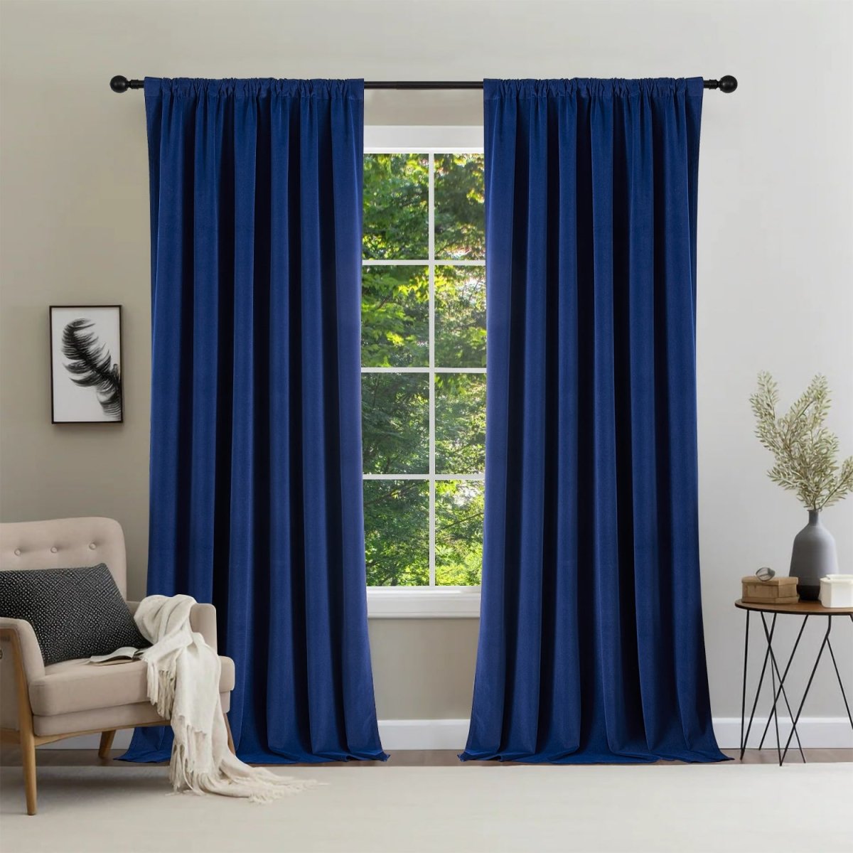 Joydeco 100% Blackout Velvet Curtains - 2 Panels , Thermal Insulated, Privacy