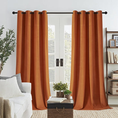 Joydeco 100% Blackout Royal Blue Velvet Curtains - 2 Panels , Thermal Insulated, Privacy