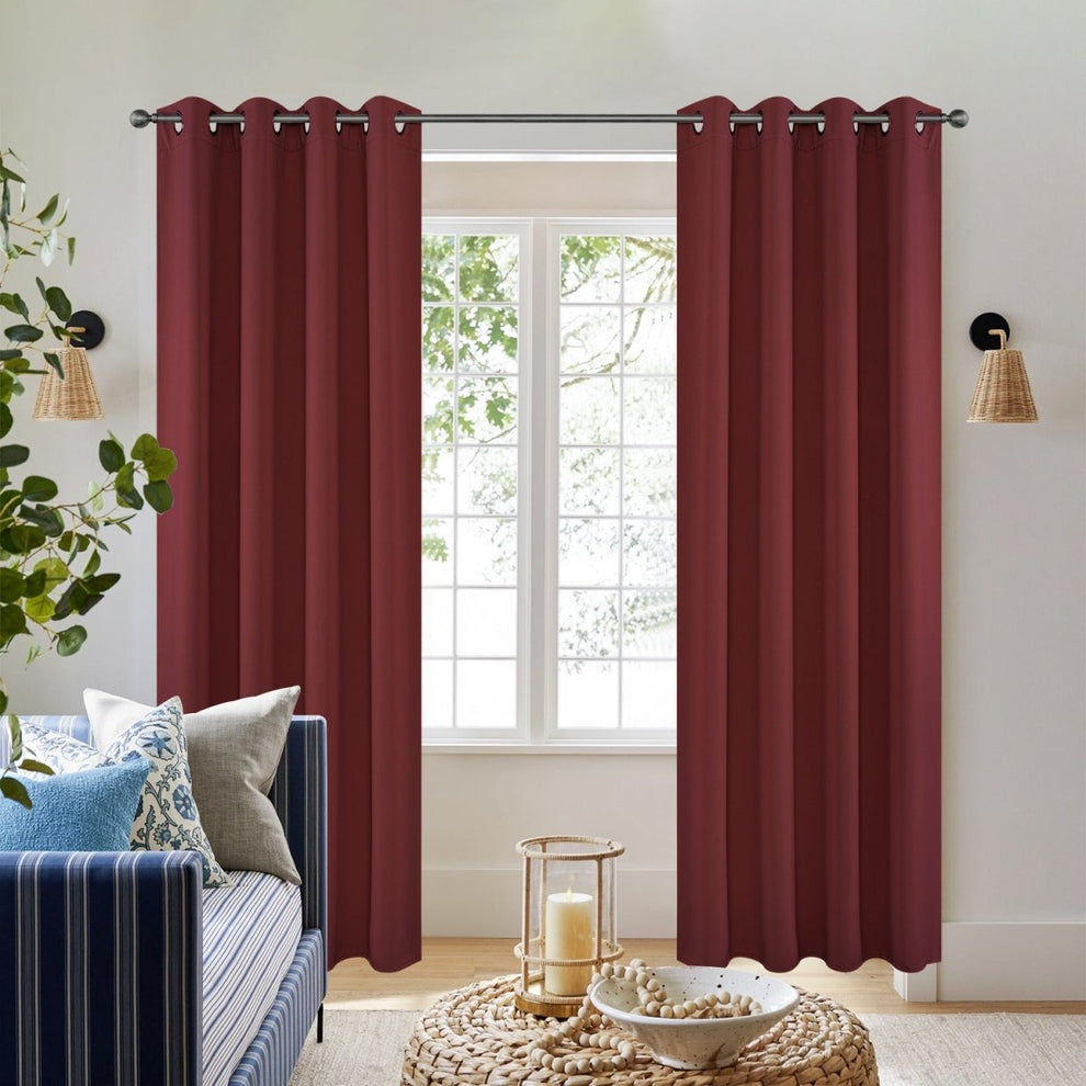 Burgundy velvet floor length curtains for dining room