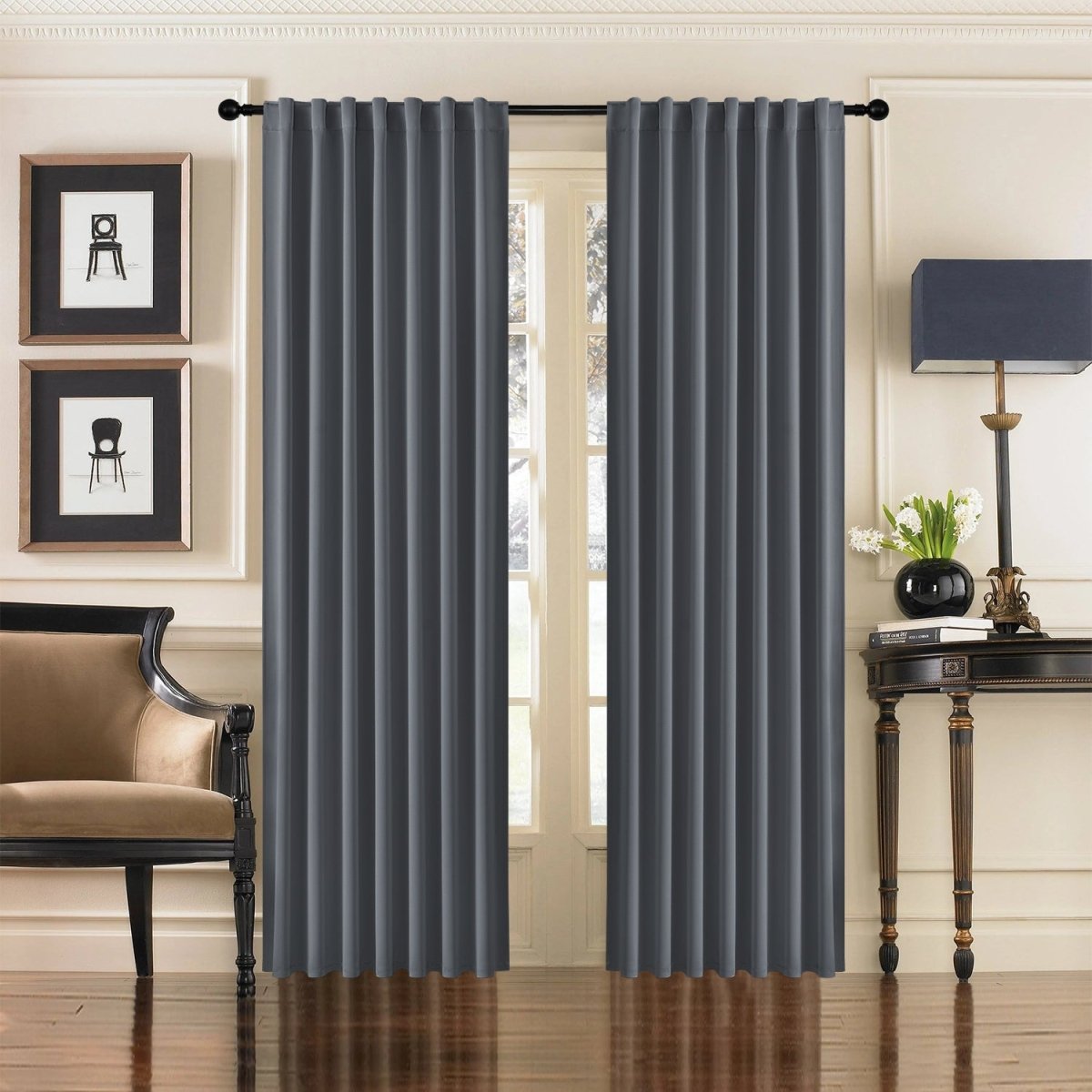 Joydeco Black Blackout Curtains Blackout Curtains 96 Inch Length 2 Panels Set for Bedroom