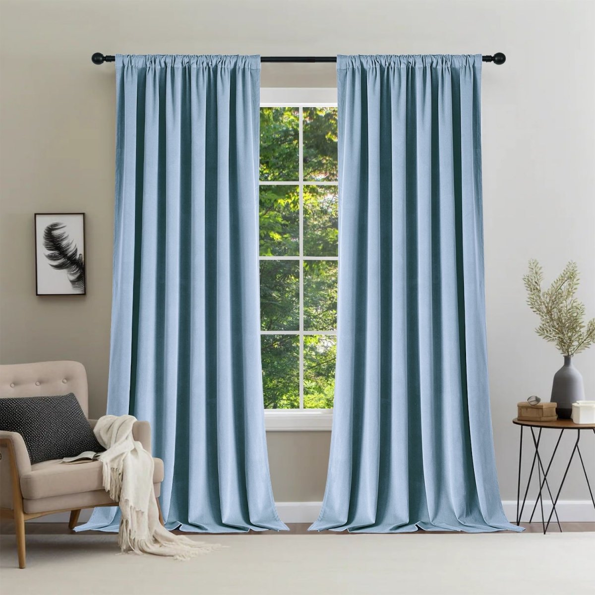 Joydeco 100% Blackout Velvet Curtains - 2 Panels , Thermal Insulated, Privacy