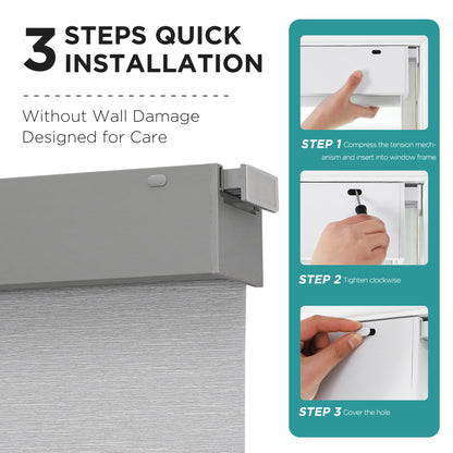 Joydeco 100% Blackout Roller Shades (Pro), Free-Stop Cordless Blinds for Windows, UV Protection, Natural Woven Blinds for Home and Office, Light-Proof Aluminum Cover