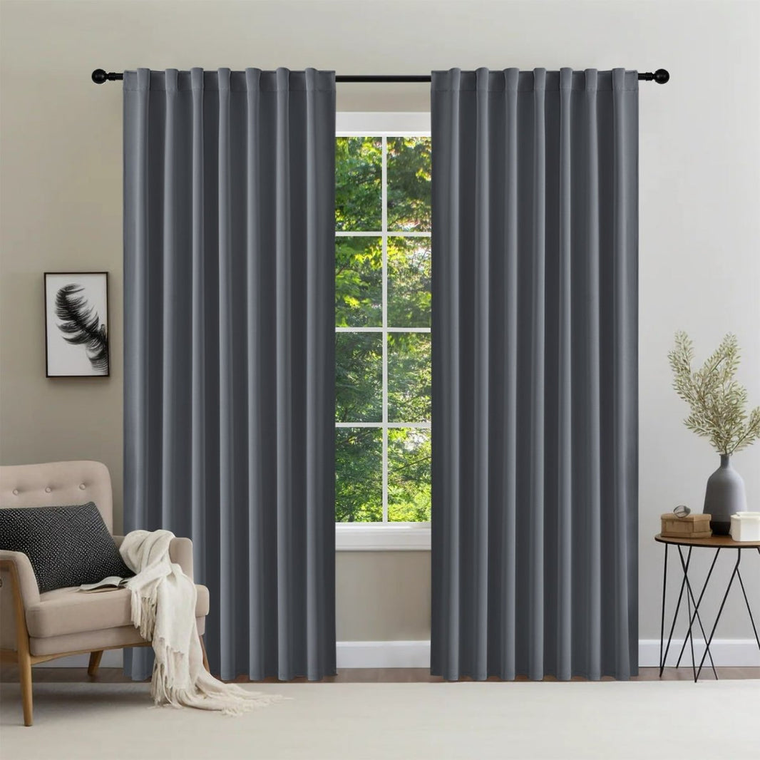 Joydeco Black Blackout Curtains Blackout Curtains 96 Inch Length 2 Panels Set for Bedroom