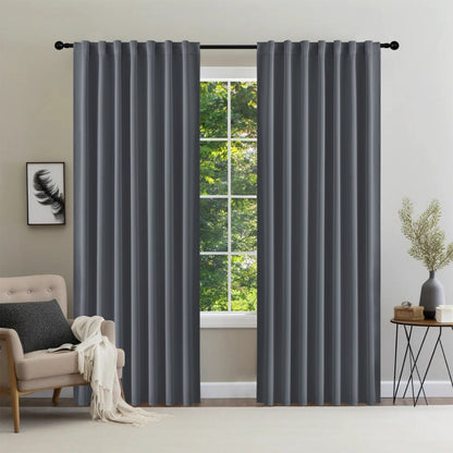 Joydeco Black Blackout Curtains Blackout Curtains 96 Inch Length 2 Panels Set for Bedroom