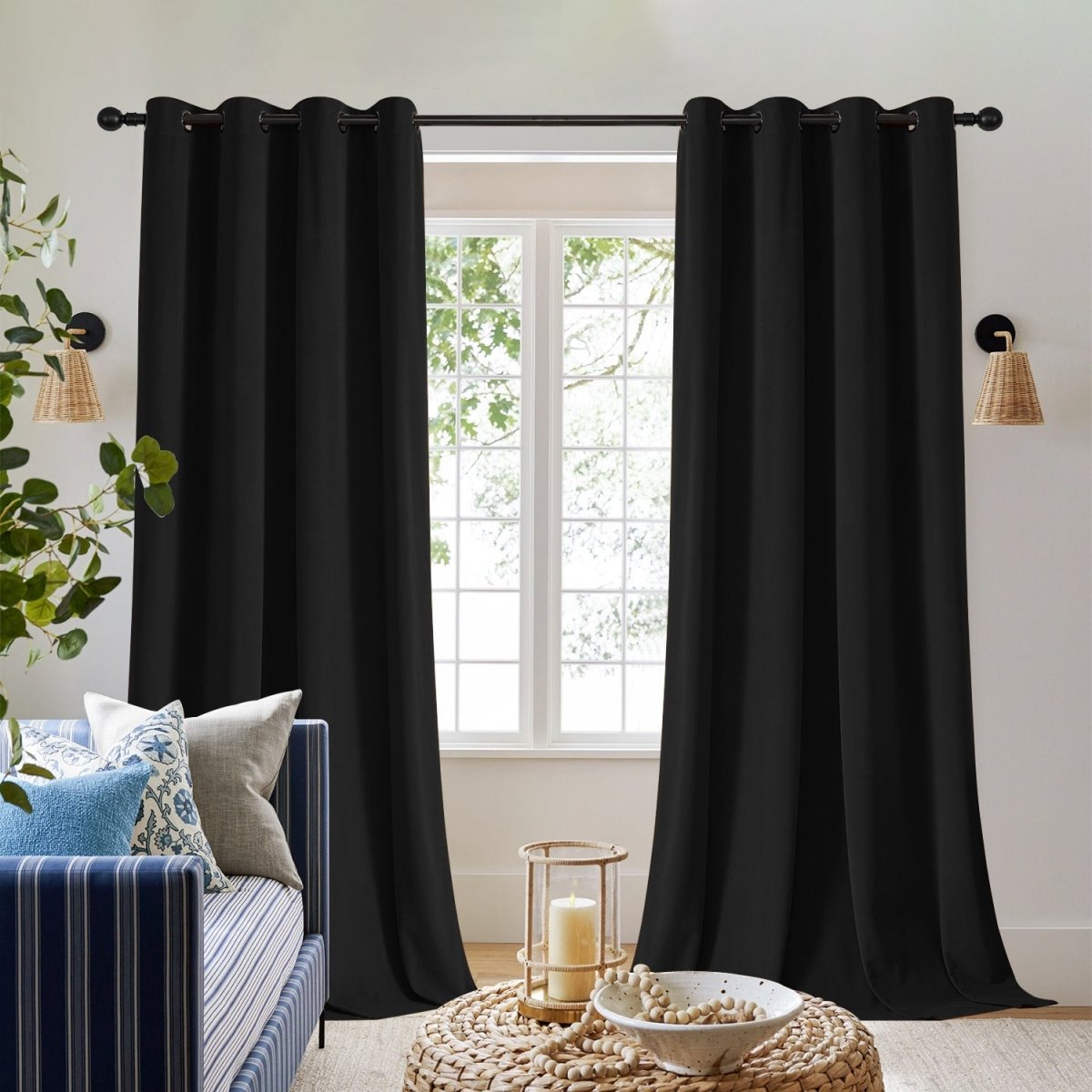 Joydeco 100% Blackout Royal Blue Velvet Curtains - 2 Panels , Thermal Insulated, Privacy