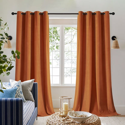 Joydeco 100% Blackout Royal Blue Velvet Curtains - 2 Panels , Thermal Insulated, Privacy