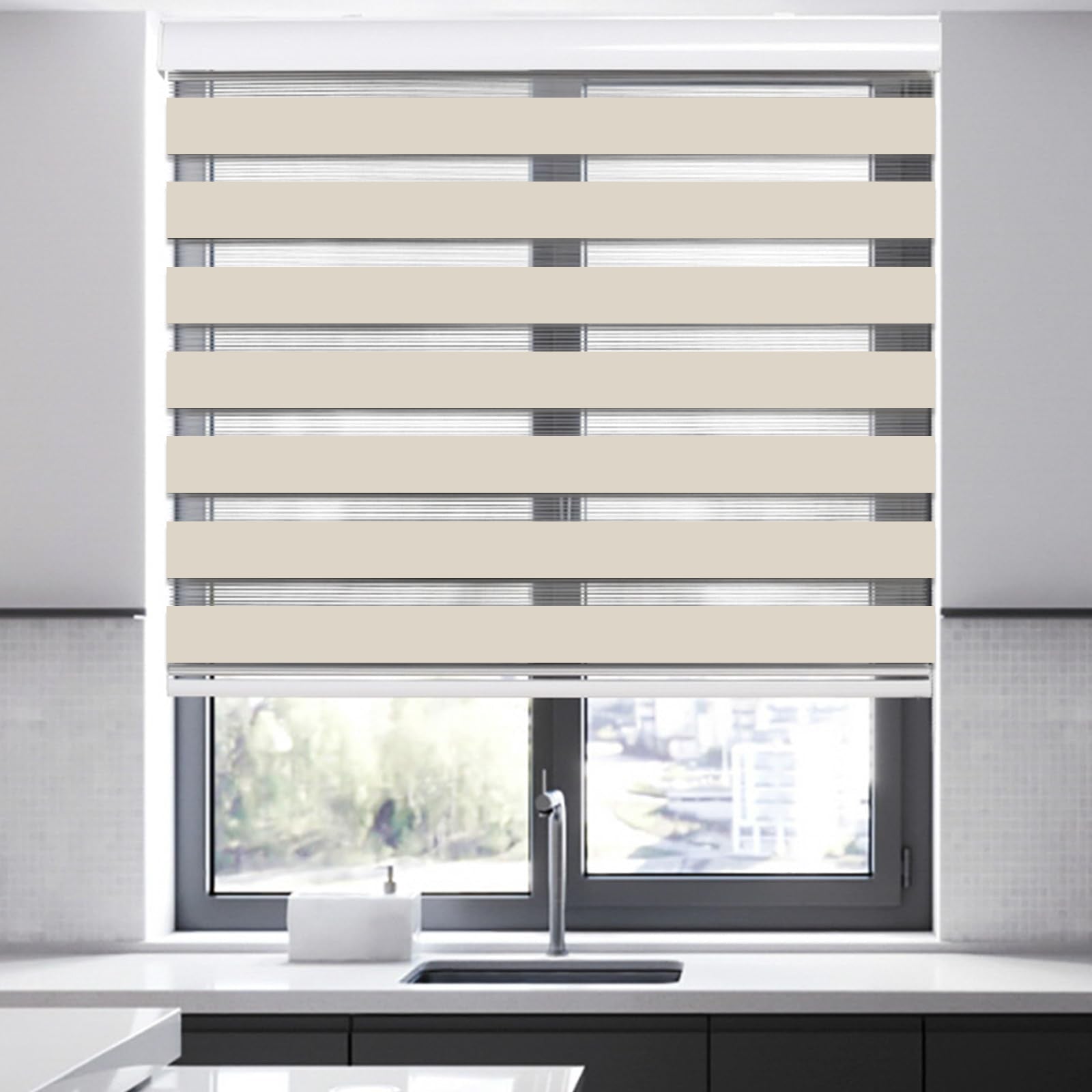 Joydeco Custom Motorization Modern Light Filtering Dual Shade