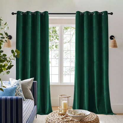 Joydeco 100% Blackout Royal Blue Velvet Curtains - 2 Panels , Thermal Insulated, Privacy