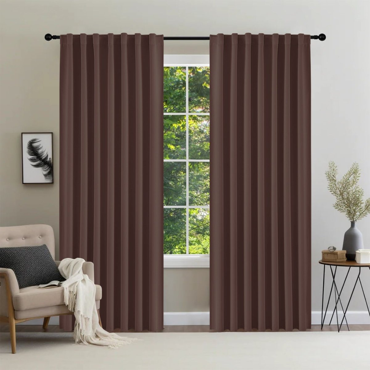 Joydeco Black Blackout Curtains Blackout Curtains 96 Inch Length 2 Panels Set for Bedroom