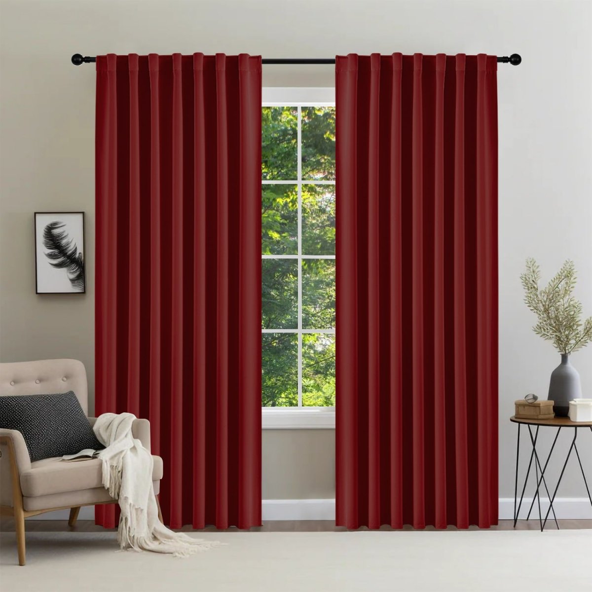 Joydeco Black Blackout Curtains Blackout Curtains 96 Inch Length 2 Panels Set for Bedroom