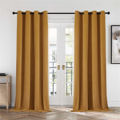 Joydeco 100% Blackout Moss Green Velvet Curtains - 2 Panels , Thermal Insulated, Privacy
