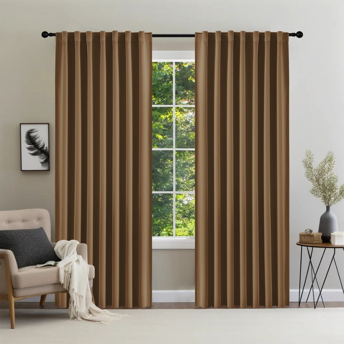 Joydeco Black Blackout Curtains Blackout Curtains 96 Inch Length 2 Panels Set for Bedroom