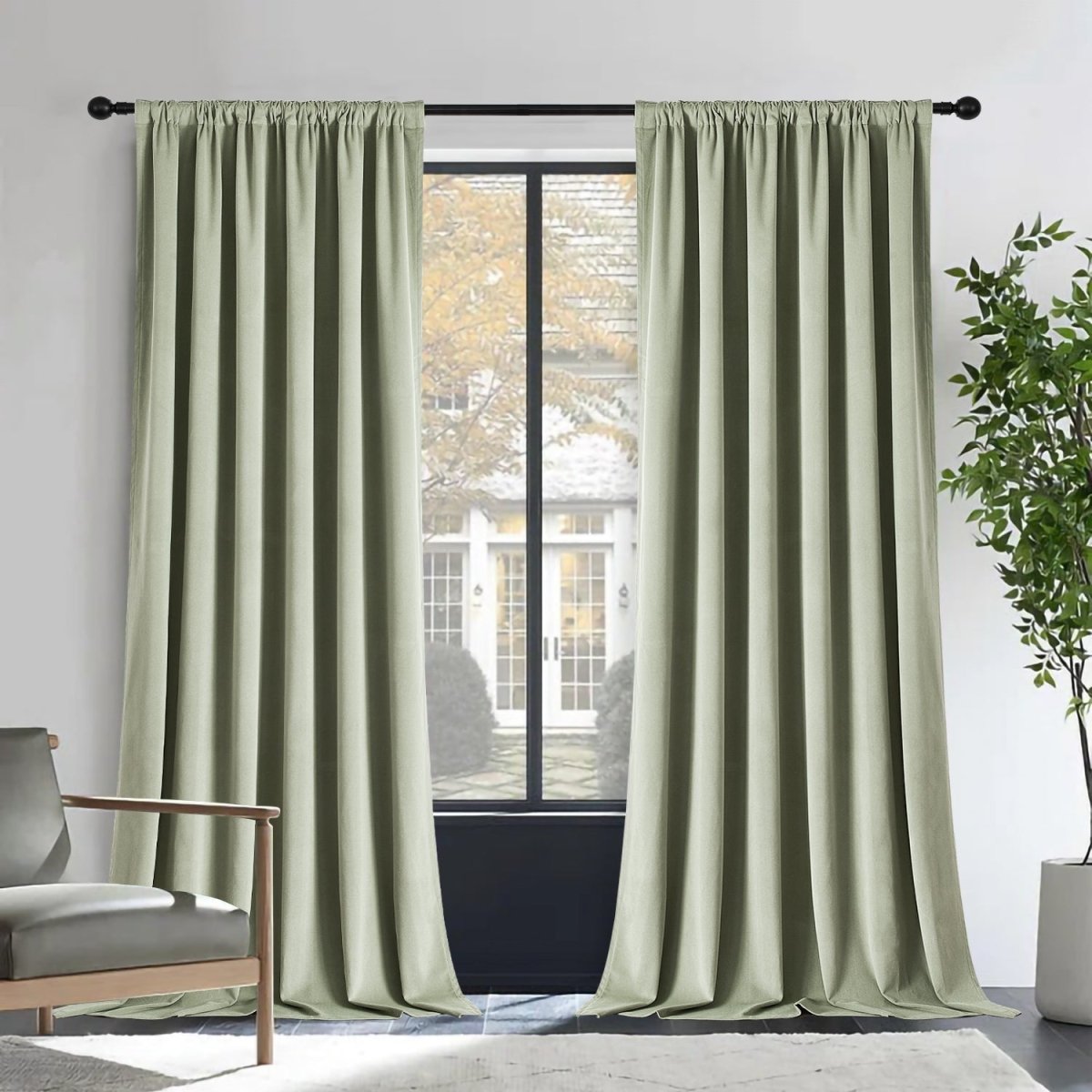 Joydeco 100% Blackout Velvet Curtains - 2 Panels , Thermal Insulated, Privacy