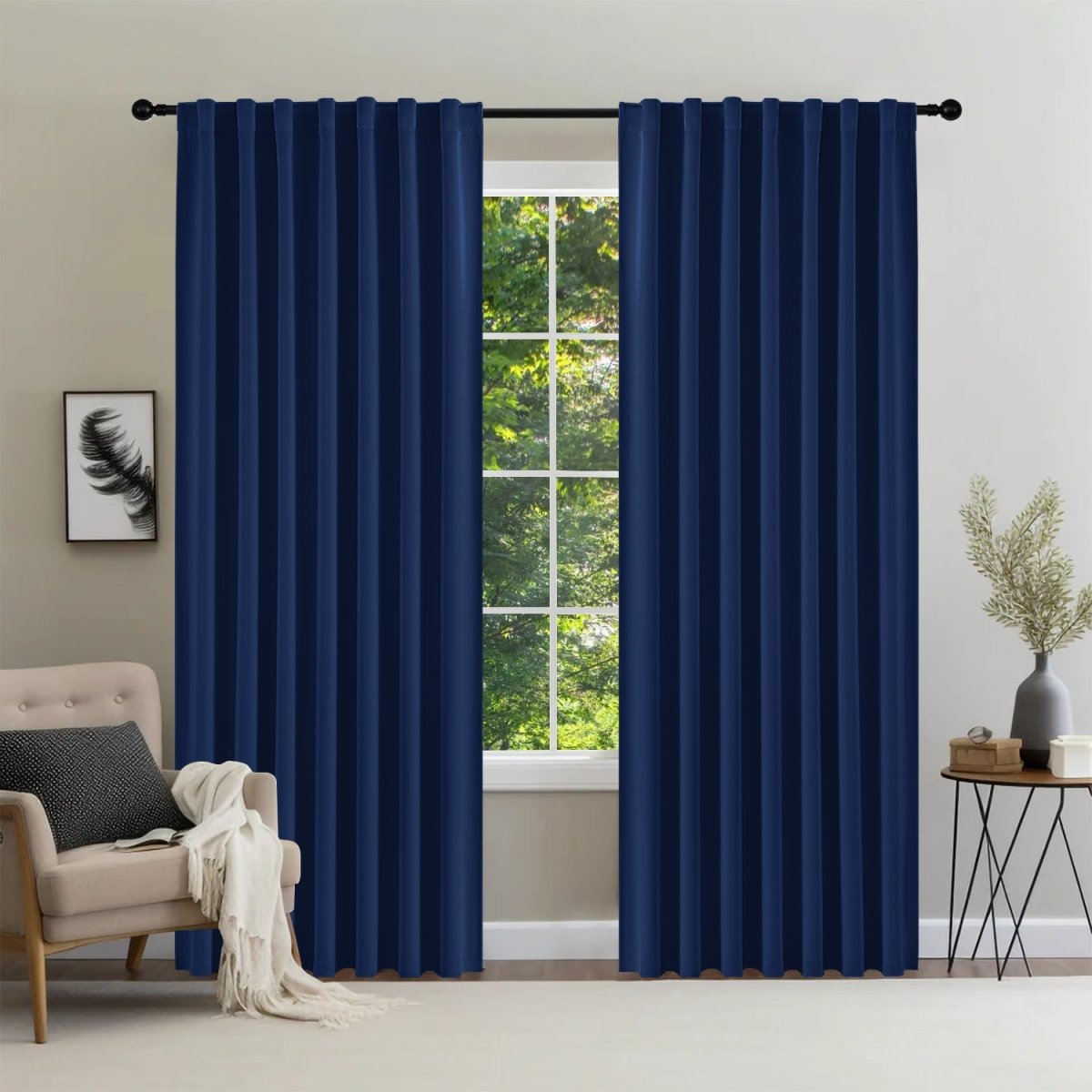 Joydeco Blackout Curtains 96 Inch Length 2 Panels Set for Bedroom-Royal Blue