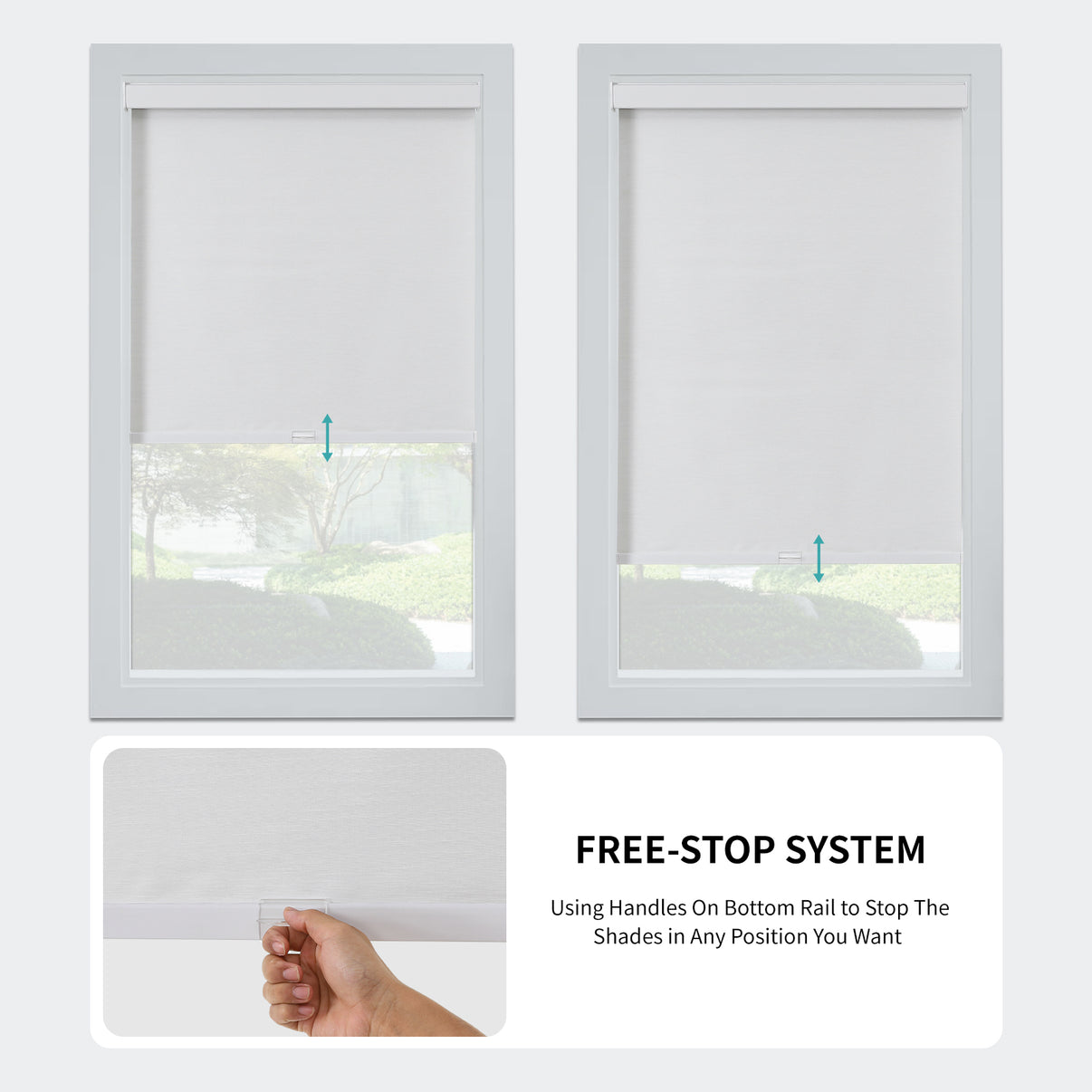 Free-Stop Cordless Blackout Roller Shades