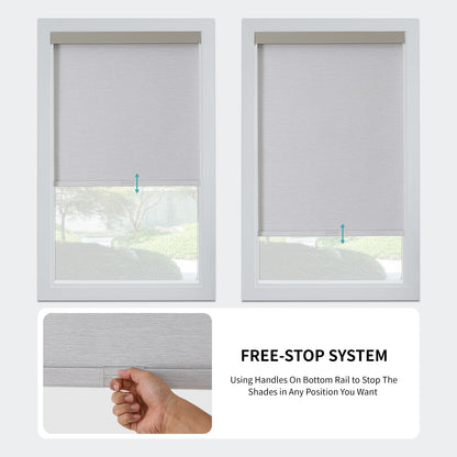 Joydeco 100% Blackout Roller Shades (Pro), Free-Stop Cordless Blinds for Windows, UV Protection, Natural Woven Blinds for Home and Office, Light-Proof Aluminum Cover