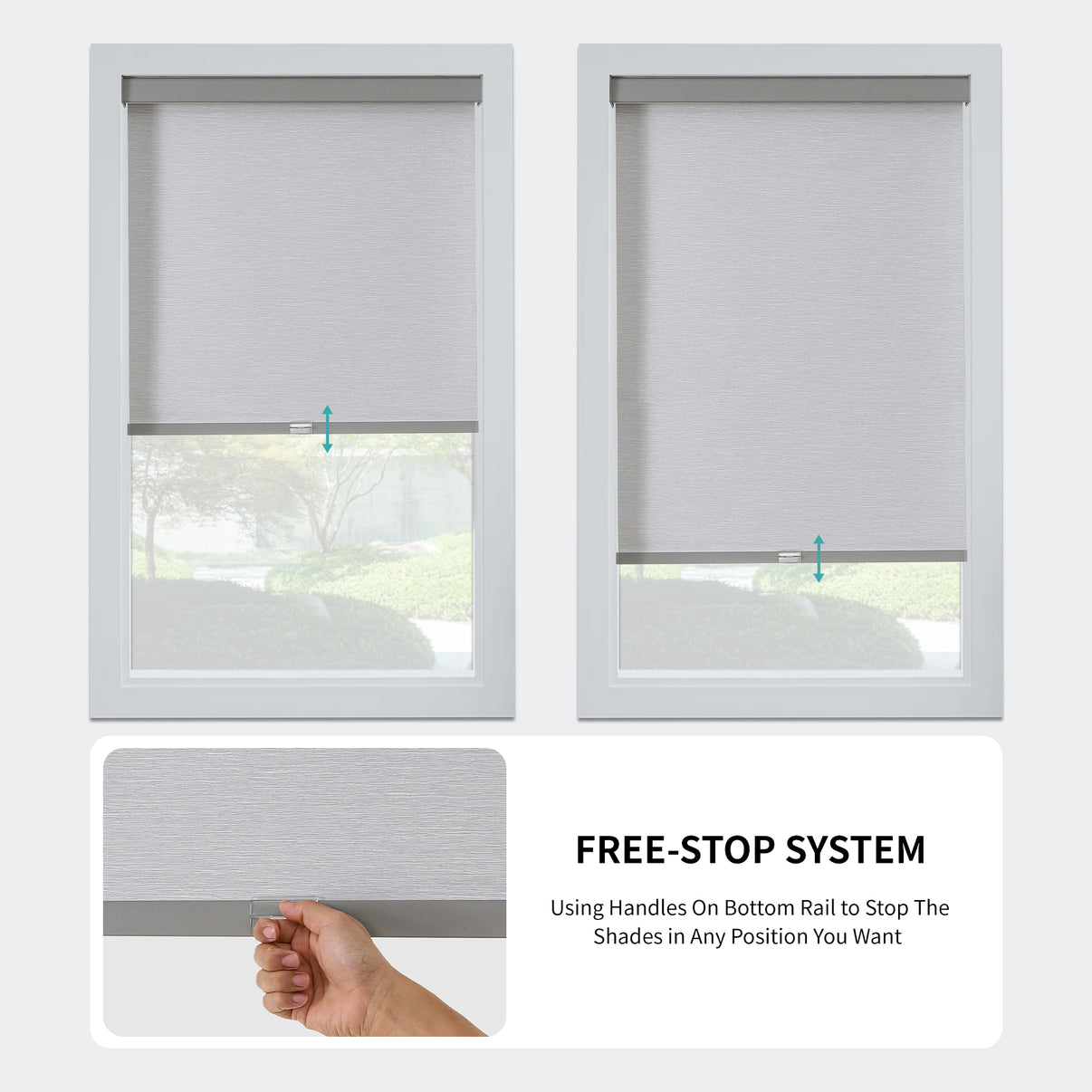Free-Stop Cordless Blackout Roller Shades