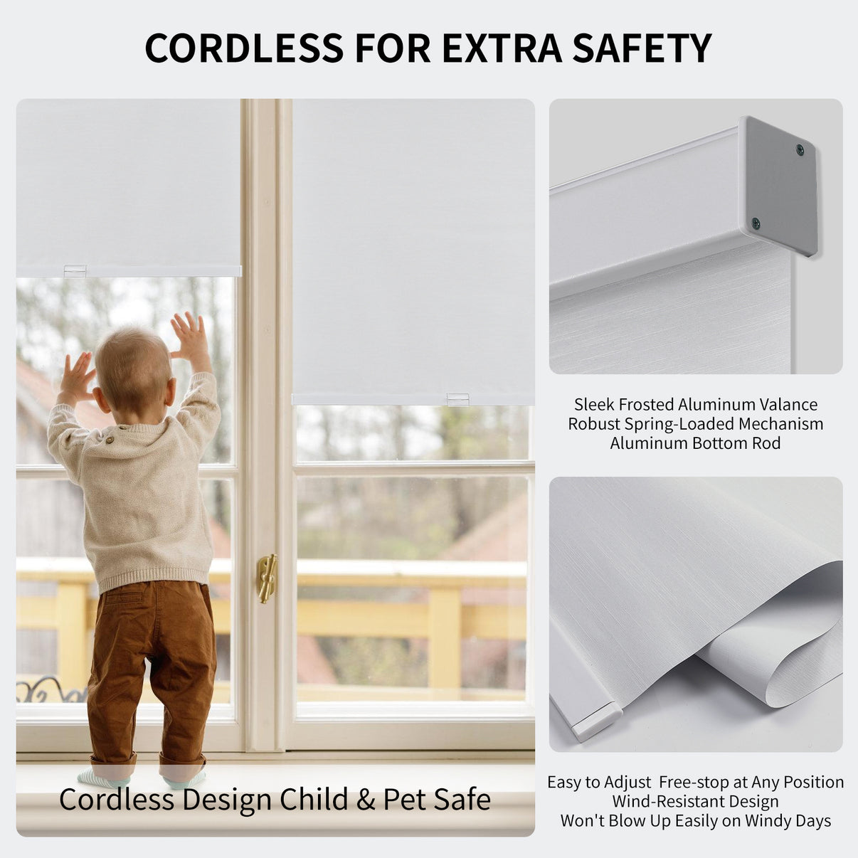 Free-Stop Cordless Blackout Roller Shades
