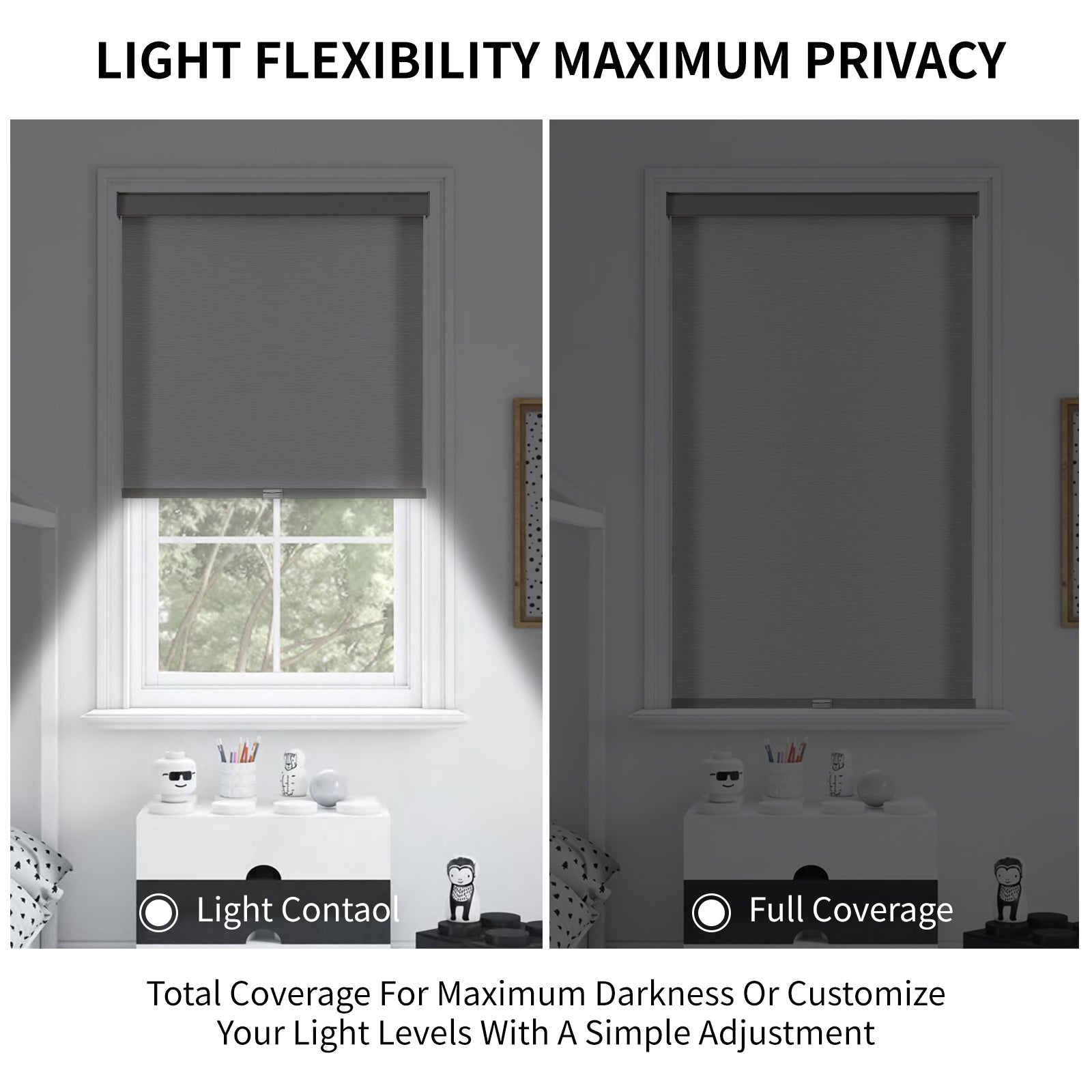 Free-Stop Cordless Blackout Roller Shades