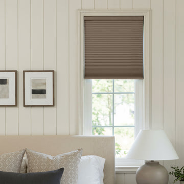 Briar brown thermal blackout cellular shade for window treatments.