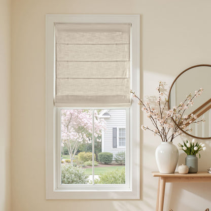 Braden Cotton Linen Light Filtering No-Drill Roman Shade