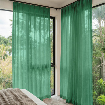 Linden Linen Blend Sheer Curtain in green: elegant custom window treatment with light diffusion.