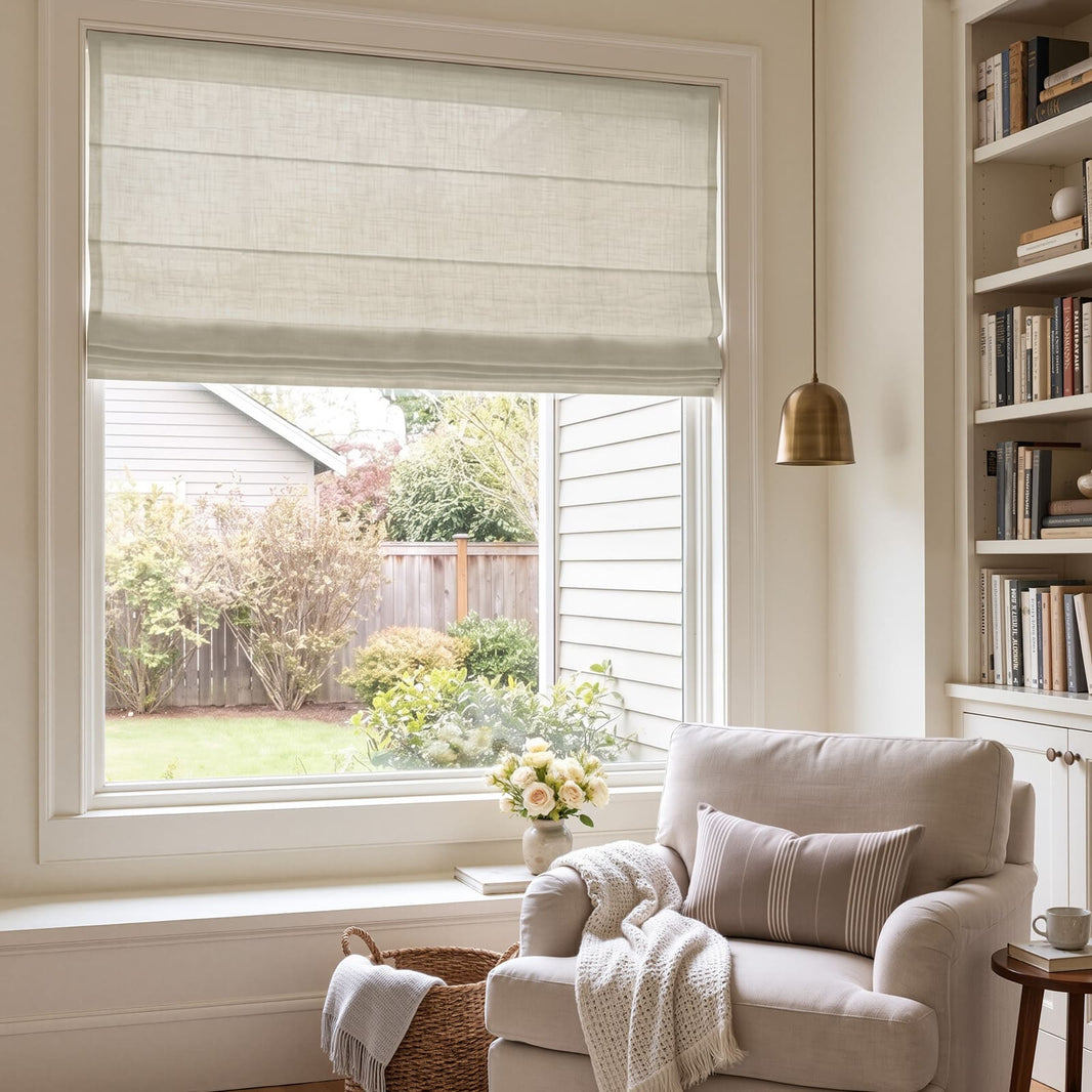 Emery Linen Light Filtering Roman Shade
