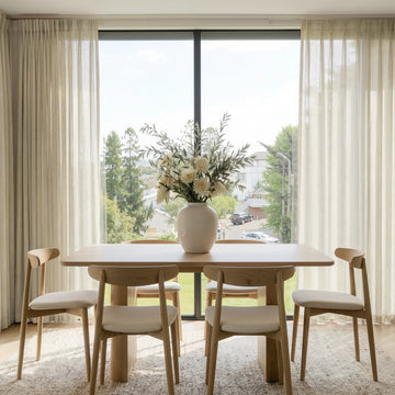Joydeco custom light filtering linen curtains for airy window treatments.