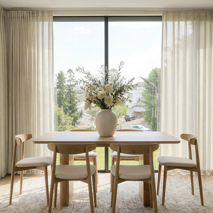 Joydeco custom light filtering linen curtains for airy window treatments.